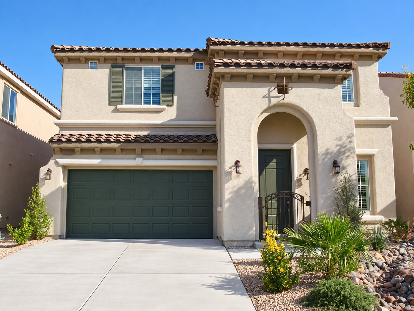 Completed two-story residence with arched porch