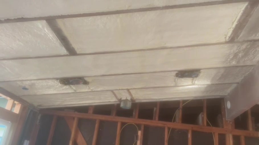 Icynene spray foam insulation between the existing rafters