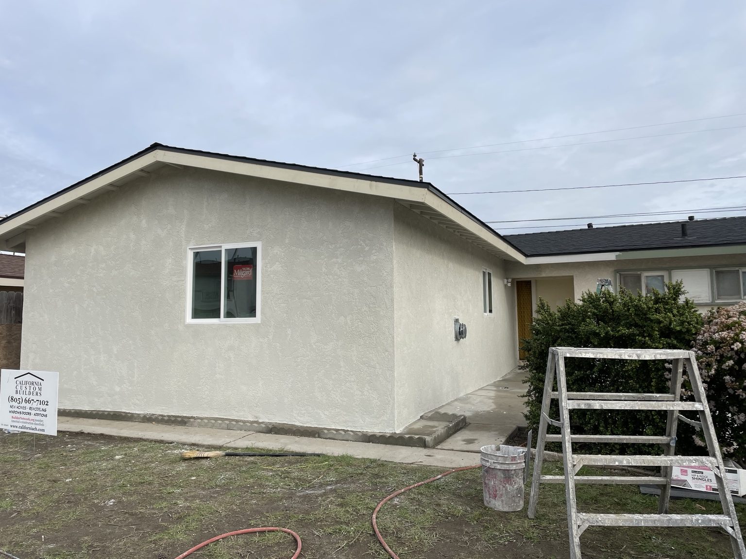 Completed garage-to-ADU conversion in Oxnard with new stucco, windows and roof